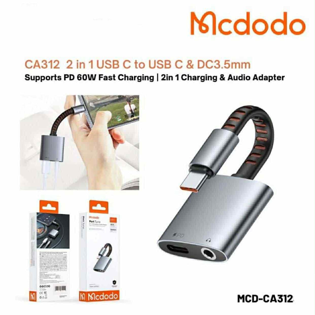 Buy Mcdodo CA-312 2-in-1 USB-C to USB-C and 3.5mm Adapter from Vmart in Pakistan