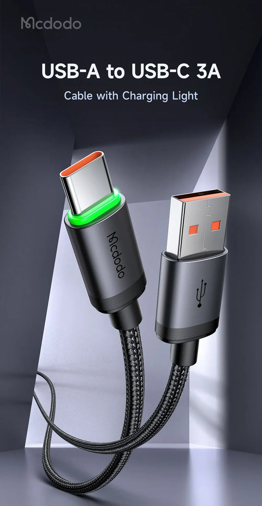 Buy Mcdodo CA-396 3A Type-C Cable with Charging Light 1m Vmart in Pakistan