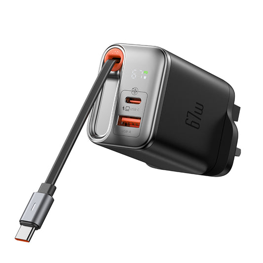 Buy Mcdodo CH-409 67W 2-Port GaN Charger with Built-in Retractable Cable (UK Plug) Vmart in Pakistan
