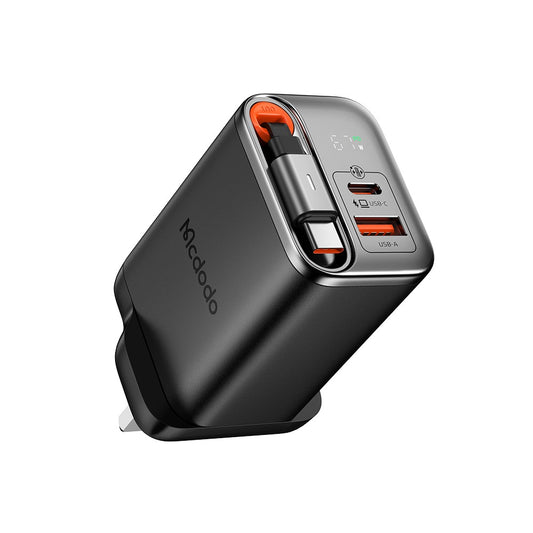 Buy Mcdodo CH-409 67W 2-Port GaN Charger with Built-in Retractable Cable (UK Plug) Vmart in Pakistan