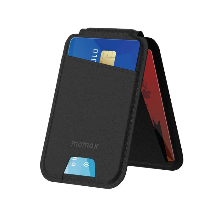 Momax SR29E 1-Wallet Magnetic Card Holder With Stand - Black