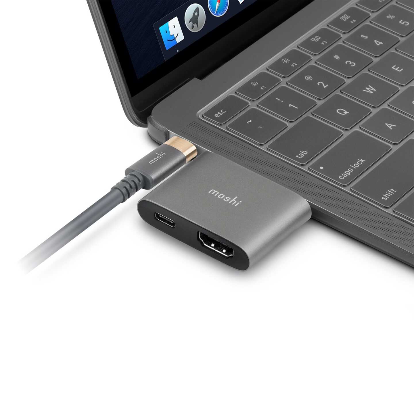 Moshi USB-C to HDMI Adapter with Charging - Titanium Gray