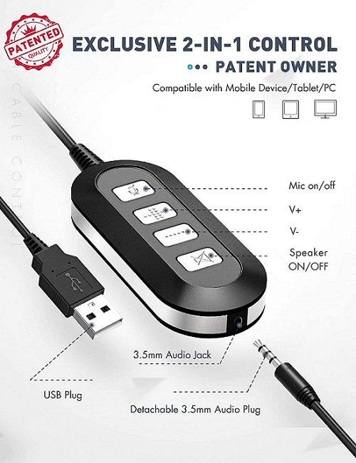 Mpow 071 USB Headset/3.5mm Computer Headset