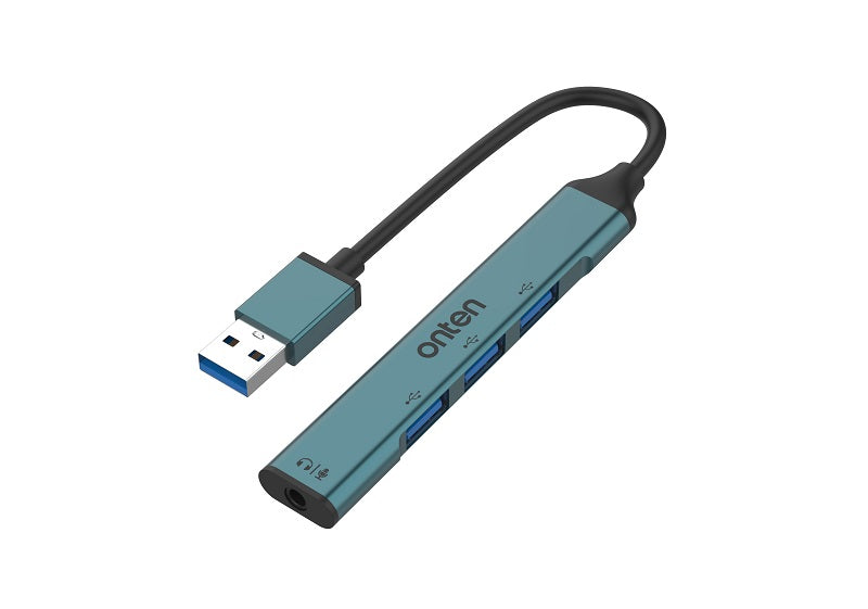 Onten 5706 USB A to 3.5mm Jack adapter with USB 3-Port Hub