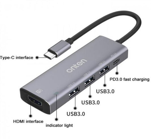 Buy Onten 95123 5 In 1 Type C MultiFunction Dock Station from Vmart in Pakistan