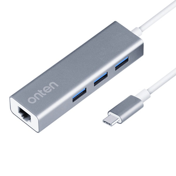 Onten 9593 USB C to 3 Ports USB 3.0 Hub with Gigabit Ethernet Adapter