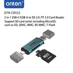 Onten CR532 USB 2 in 1 SD2.0 /TF2.0 Card Reader