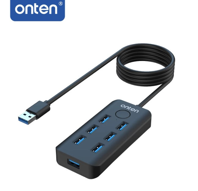 Onten OTN-8120 USB 3.2 Gen 1 7-Port 5G Hub with One-click Lock Screen Button