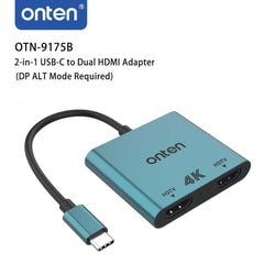 Onten OTN-9175B USB C to Dual HDMI Adapter