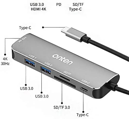 Onten OTN-95116 5 in 1 Type-C Multi Function Dock Station