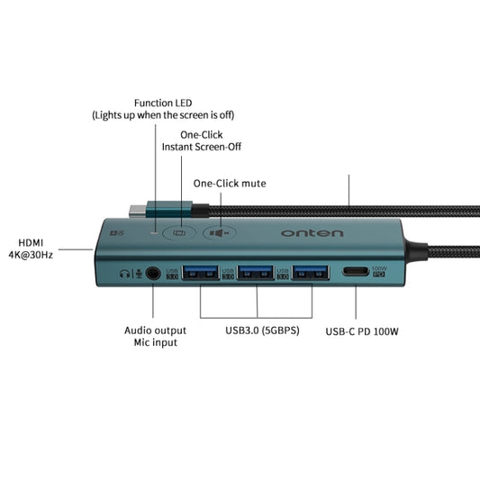 Buy Onten UC123+ USB-C to HDMI Multi-function Hub Docking Station with Button from Vmart in Pakistan