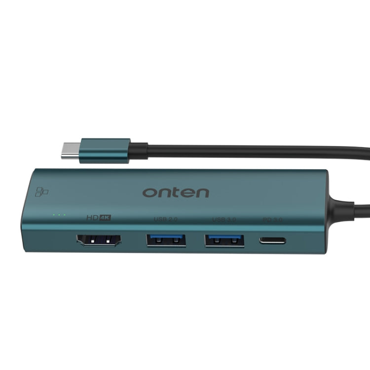 Onten UC125 5-In-1 Type-C To HDMI+USB 3.0+PD3.0 Multi-Function Hub With 100Mbps Network Card