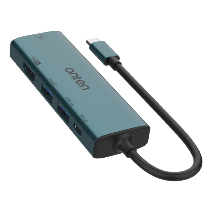 Onten UC125 5-In-1 Type-C To HDMI+USB 3.0+PD3.0 Multi-Function Hub With 100Mbps Network Card