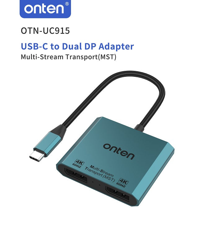 Onten UC915 USB-C to Dual DP Adapter