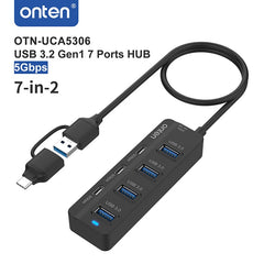 Onten UCA5306 USB-C and USB-A 3.0 7-Port Hub