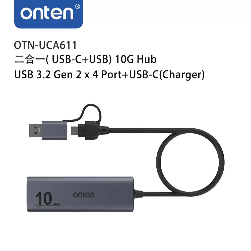 Onten UCA611 2-in-1 (USB-C+USB) 10G Hub