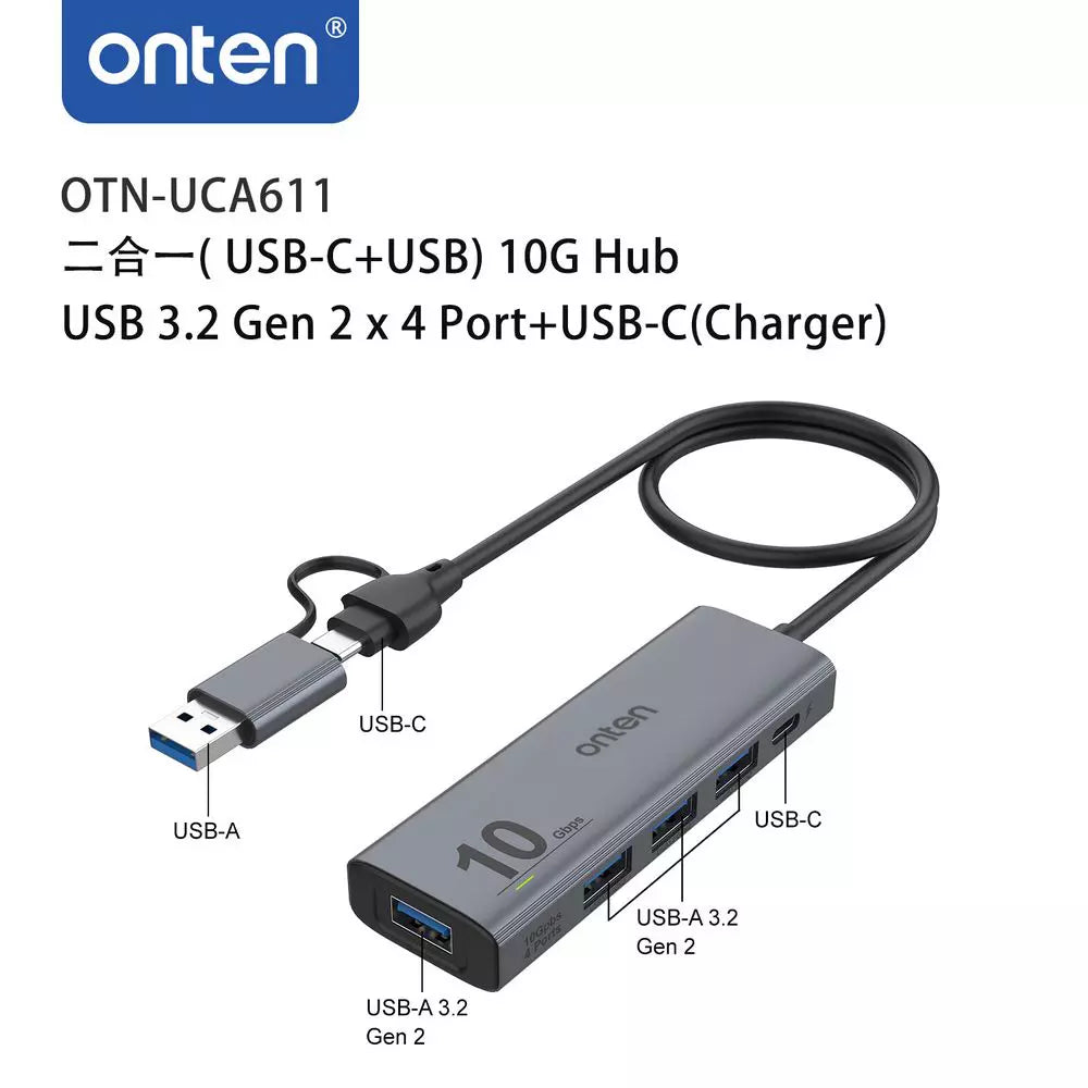 Onten UCA611 2-in-1 (USB-C+USB) 10G Hub