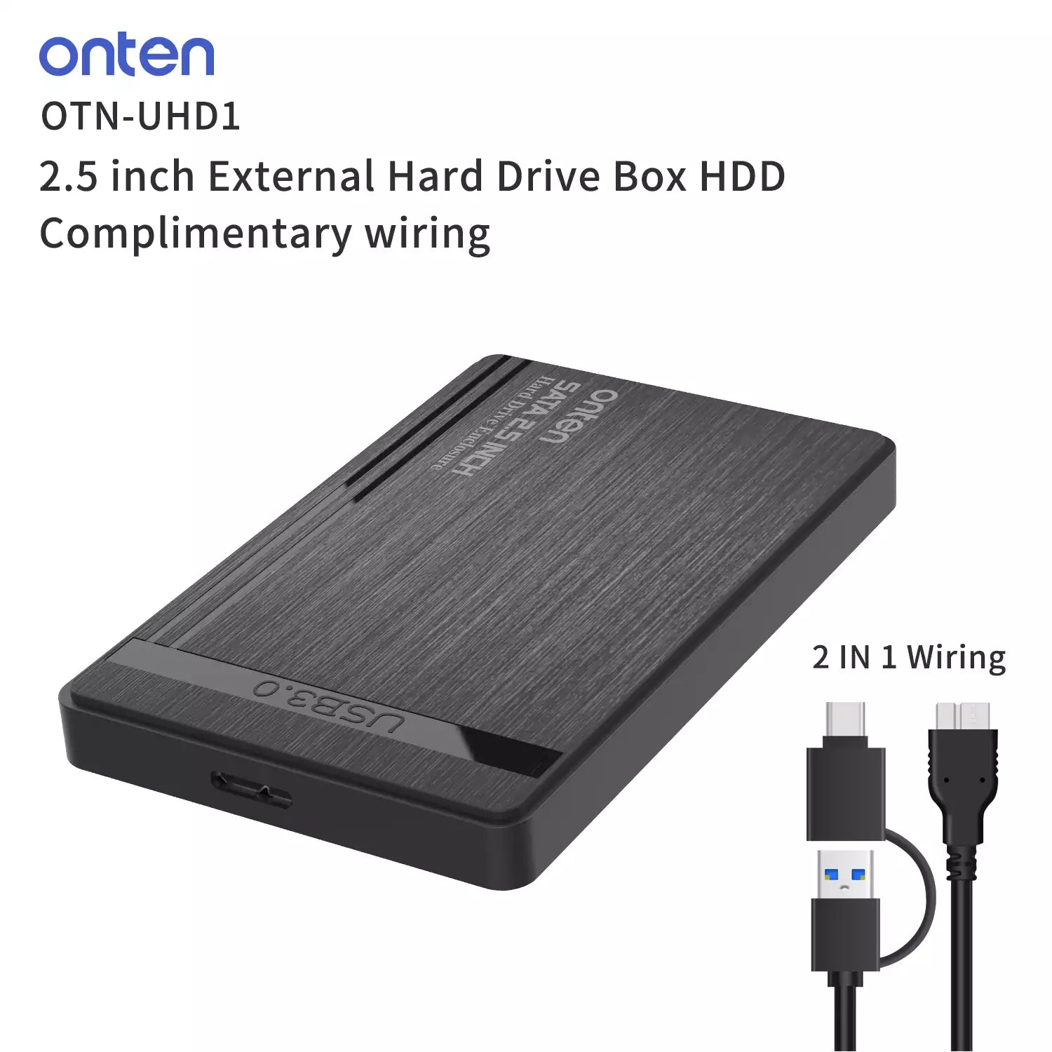 Onten UHD1 2.5" HDD External Hard Drive Disk Case USB-C Or USB