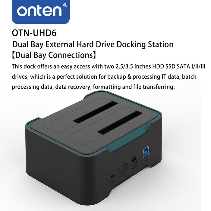 Onten UHD6 Dual Bay External Hard Drive Docking Station