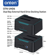 Onten UHD6 Dual Bay External Hard Drive Docking Station