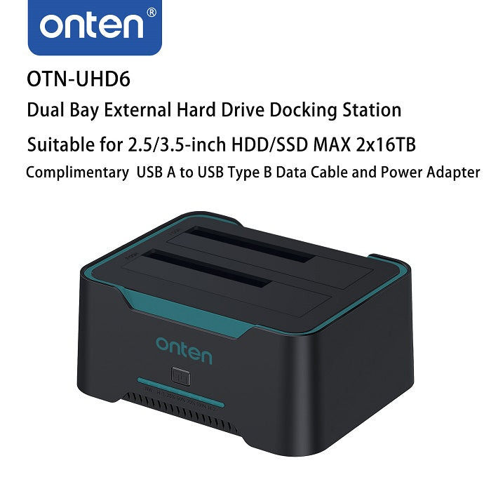 Onten UHD6 Dual Bay External Hard Drive Docking Station