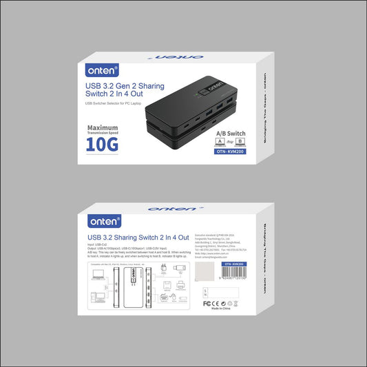 Buy Onten KVM200 2 Computers Share 4 USB 3.2 GEN 2 Ports USB Switcher Selector for PC Laptop from Vmart in Pakistan