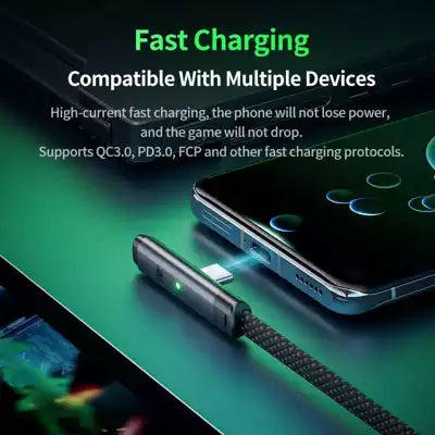 Buy Plextone C2C T100 Type C To Type C 66W Elbow Gaming Smart LED Charge Cable 1m from Vmart in Pakistan