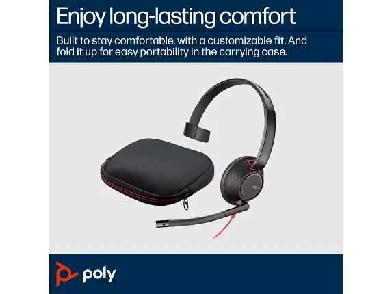 Buy Poly Blackwire 5210 Monaural USB-C Headset +3.5mm Plug +USB-C/A Adapter Vmart in Pakistan