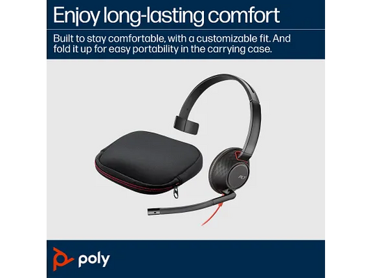 Buy Poly Blackwire 5210 Monaural USB-C Headset +3.5mm Plug +USB-C/A Adapter Vmart in Pakistan