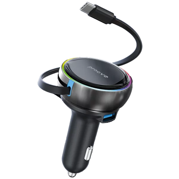 Buy Proove Hammer 81W Car Charger (Type-C + USB) + Retractable Type-C Cable from Vmart in Pakistan
