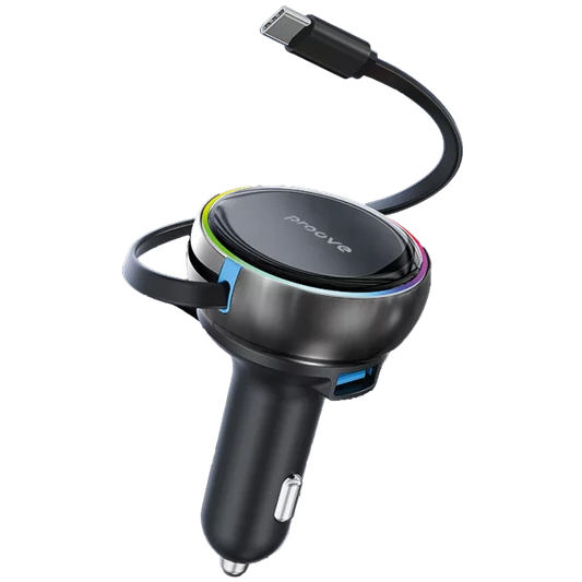Buy Proove Hammer 81W Car Charger (Type-C + USB) + Retractable Type-C Cable from Vmart in Pakistan