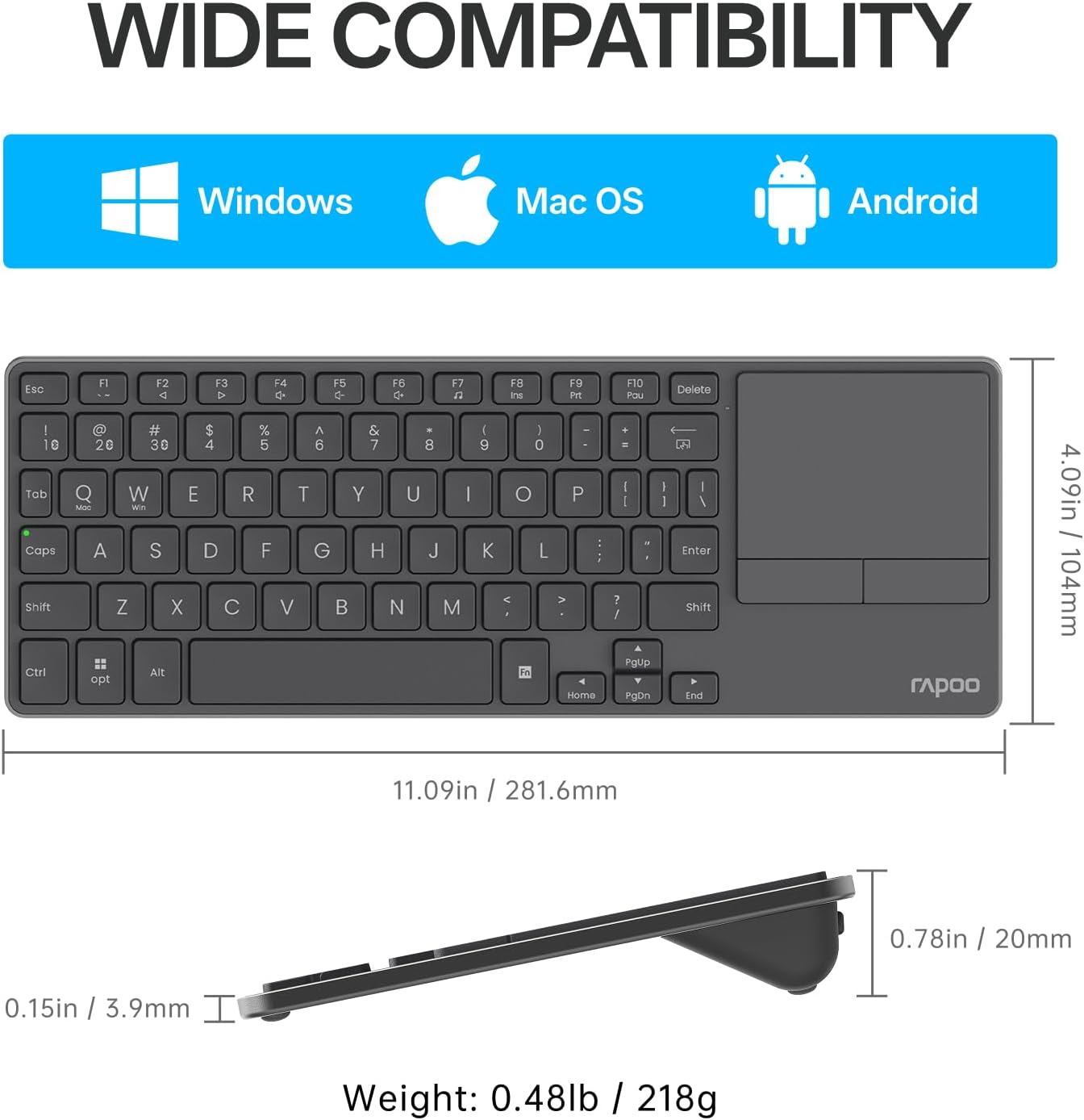 Buy Rapoo E900T Mini Wireless Keyboard with Touchpad from Vmart in Pakistan