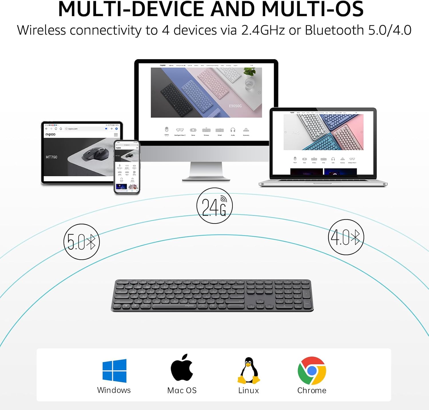 Buy Rapoo E9550L Multi-Device Wireless Keyboard Vmart in Pakistan