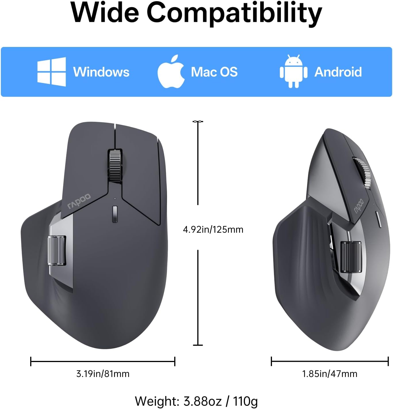 Buy Rapoo MT760 Pro Wireless Mouse with NearLink Matte Black from Vmart in Pakistan