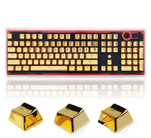 Redragon A101G 104 Metallic Electroplated Gold Color Keycaps for Mechanical Switch Keyboards With Key Puller