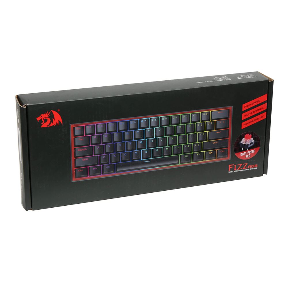 Redragon K617 Fizz 60% Compact RGB Wired Mechanical Keyboard - Black