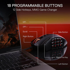 Buy Redragon Azzinoth M921 RGB MMO Gaming Mouse w/18 Programmable Buttons from Vmart in Pakistan