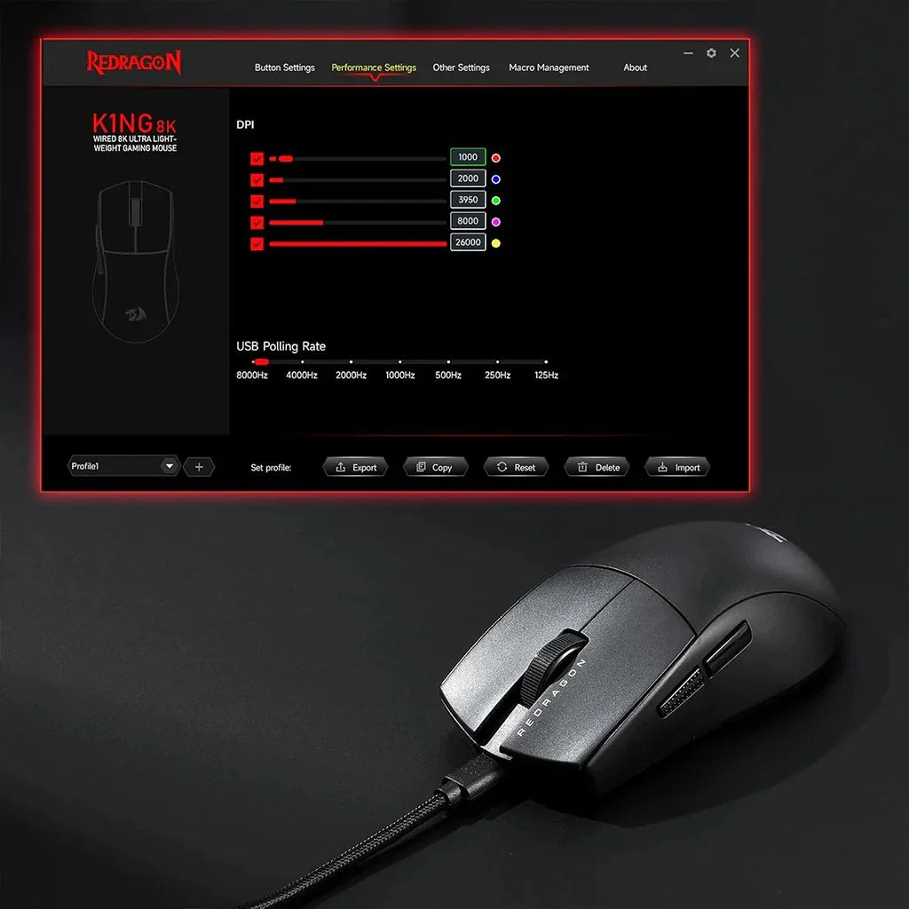 Buy Redragon M996 King 8K Hz Ultra-Light 42G Wired Gaming Mouse Vmart in Pakistan