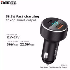 Remax RCC215 Salo Series 58.5W PD+QC Fast Charging Car Charger