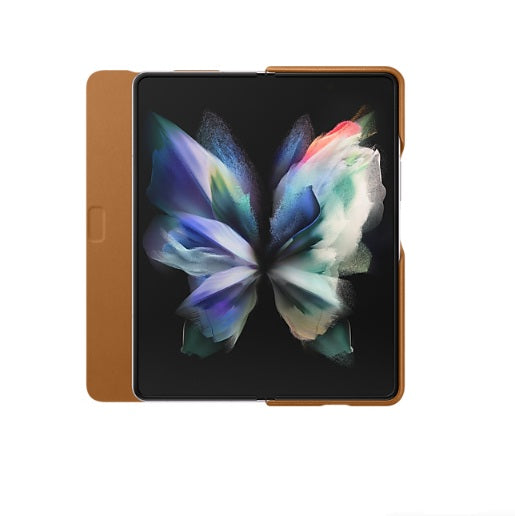 Samsung Galaxy Z Fold3 5G Leather Flip Cover - Camel