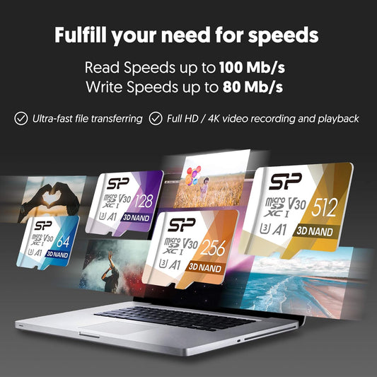 Silicon Power U3 SDXC 100MB/s High Speed Micro SD Card 512GB