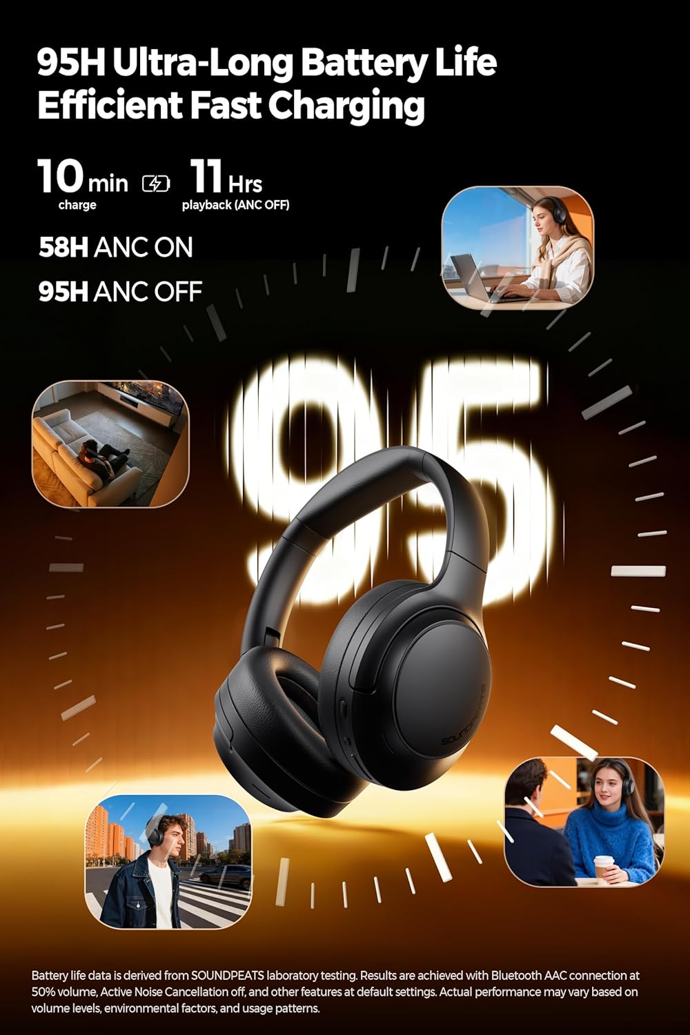 Buy Soundpeats Cove Pro Adaptive Hybrid Active Noise Cancelling Foldable Over-Ear Headphones Black Vmart in Pakistan