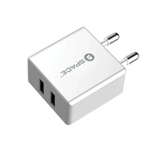 Space WC-101 Dual Port USB 2.4A Wall Charger With Micro USB Cable