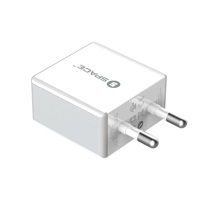 Space WC-101 Dual Port USB 2.4A Wall Charger With Micro USB Cable