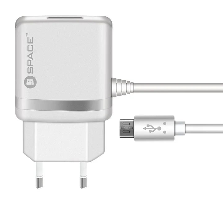 Space WC-105 2.4A Wall Charger Built In Micro USB Cable