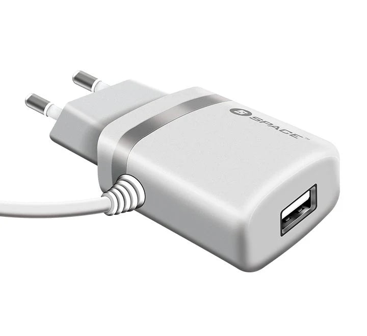 Space WC-105 2.4A Wall Charger Built In Micro USB Cable