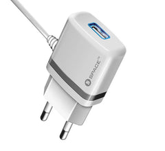 Space WC-105 2.4A Wall Charger Built In Micro USB Cable