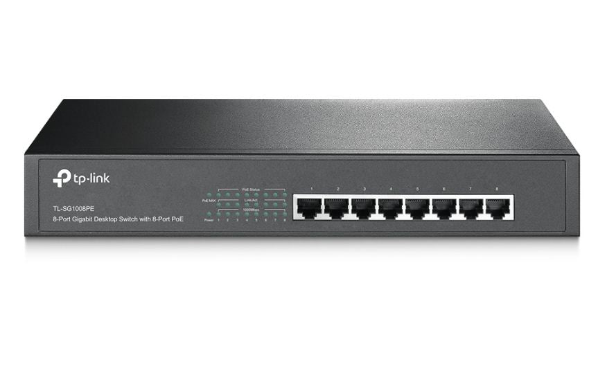 TP-Link TL-SG1008PE 8-Port Gigabit Desktop/Rackmount Switch With 8-Port PoE