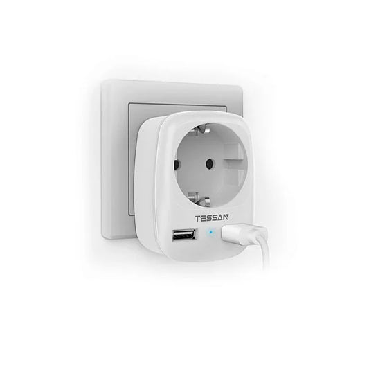 Buy Tessan TS-611-DE Wall Outlet Extender With 2 USB Ports from Vmart in Pakistan