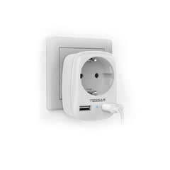 Tessan TS-611-DE Wall Outlet Extender With 2 USB Ports